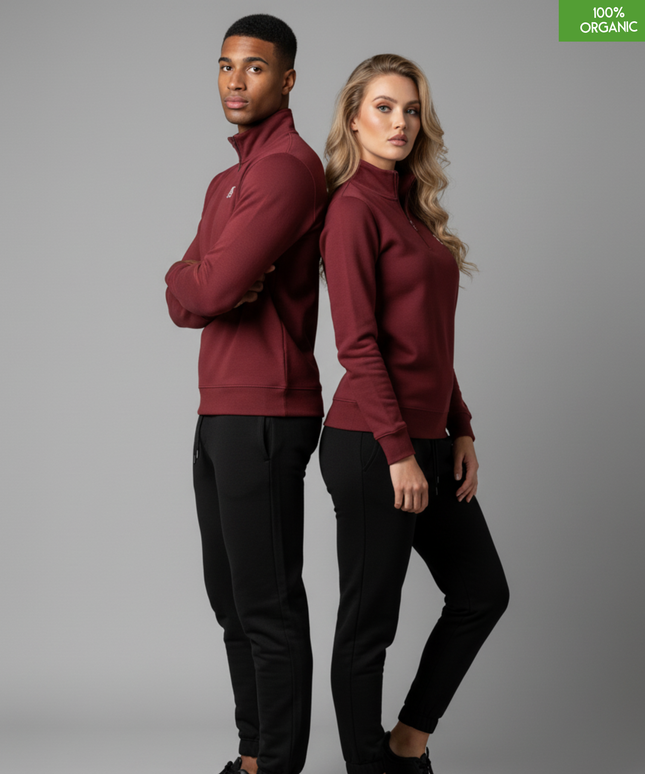 The quarter zip sweatshirt | Burgundy | Medium Fit | 280gsm