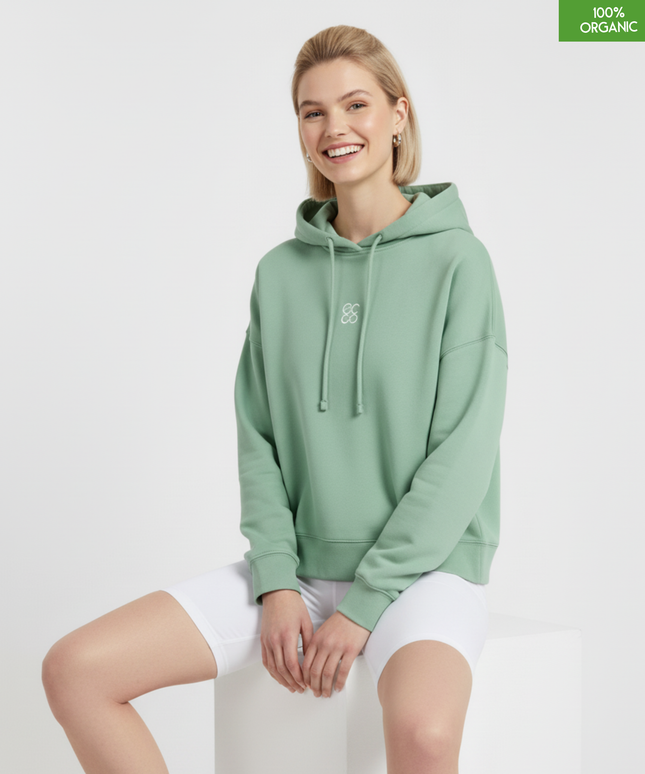 Organic cotton Hoodie  | Misty Jade | Medium fit
