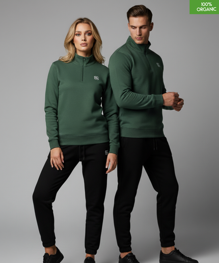 The quarter zip sweatshirt | Bottle Green | Medium Fit | 280gsm