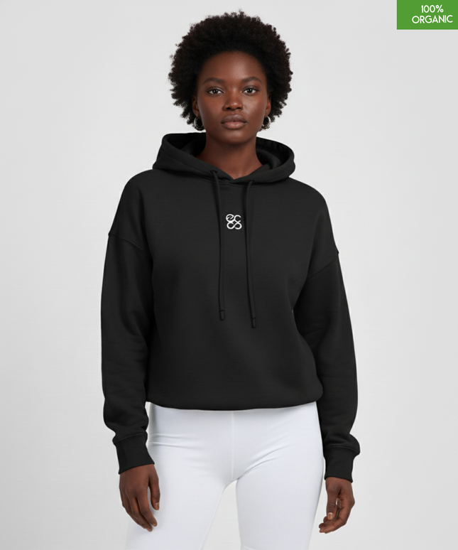 Organic cotton Hoodie sweatshirt | Colour Black | Medium fit .