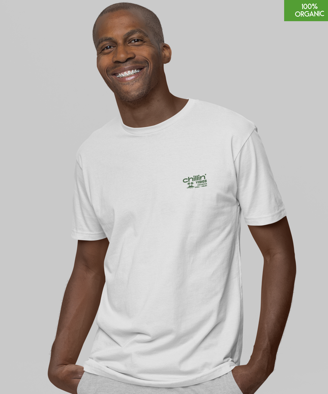 “Chillin'vibes”   Organic cotton T-Shirt  l  White  l  Medium Fit l  Mid Weight