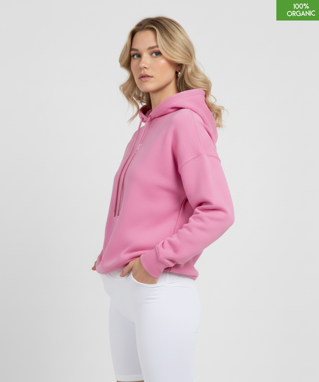 Organic cotton Hoodie sweatshirt | Colour Bubble Pink | Medium fit