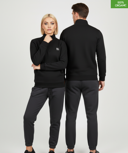 The quarter zip sweatshirt | Black | Medium Fit | 280gsm