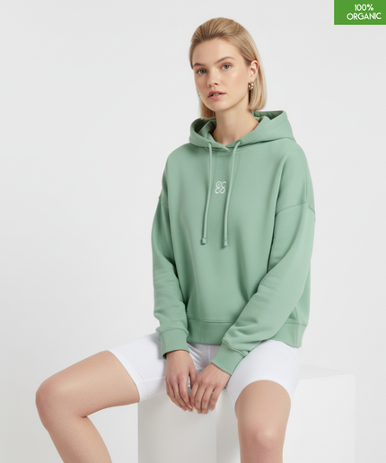 Organic cotton Hoodie  | Misty Jade | Medium fit