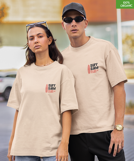“Surf Sand Sun” Oversized Beach Graphic T-Shirt