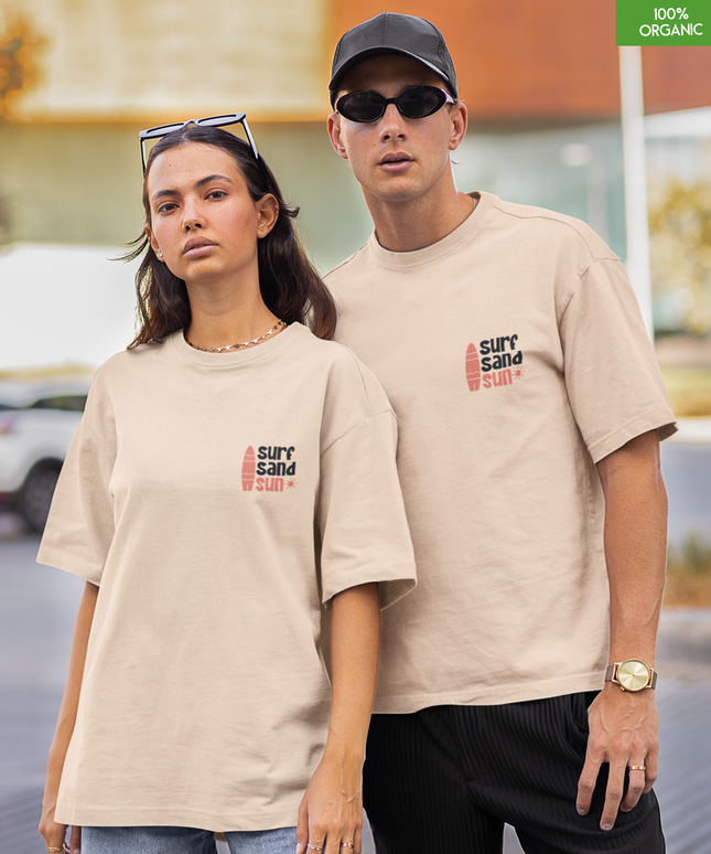 “Surf Sand Sun” Oversized Beach Graphic T-Shirt