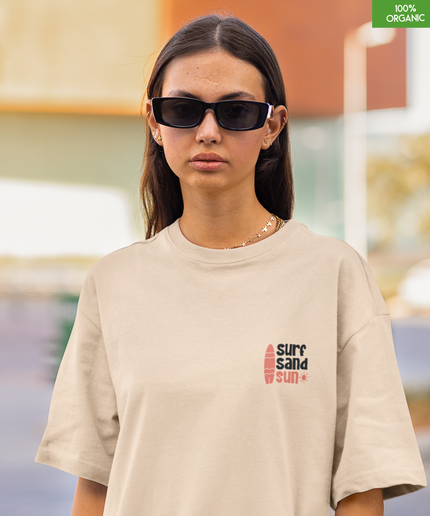“Surf Sand Sun” Oversized Beach Graphic T-Shirt