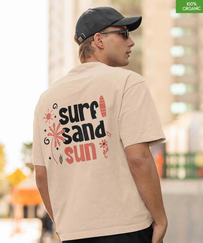 “Surf Sand Sun” Oversized Beach Graphic T-Shirt