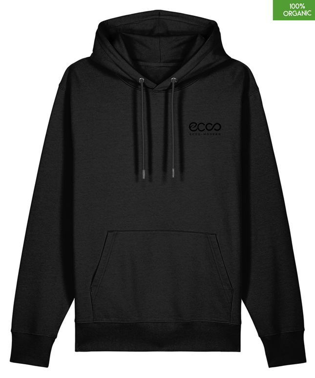 Organic Cotton Hoodie | Black | Relaxed Medium Fit.