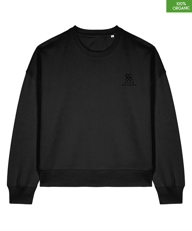 The women's crew neck sweatshirt | Black | Medium fit | 300gsm