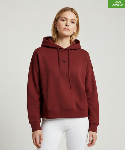 Organic cotton Hoodie sweatshirt | Colour: Burgundy | Medium fit