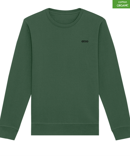 Organic Cotton crewneck sweatshirt | Bottle Green |  Medium Fit.
