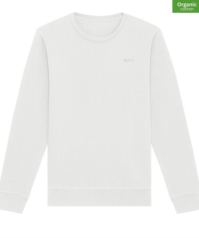 Organic Cotton crewneck sweatshirt | White |  Medium Fit.