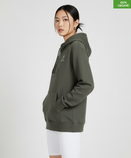 Organic Cotton Hoodie | Khaki | Relaxed Medium Fit.
