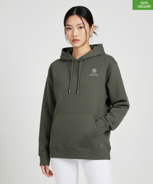 Organic Cotton Hoodie | Khaki | Relaxed Medium Fit.