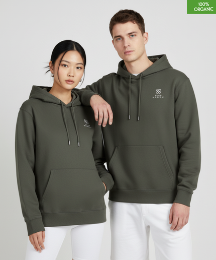 Organic Cotton Hoodie | Khaki | Relaxed Medium Fit.