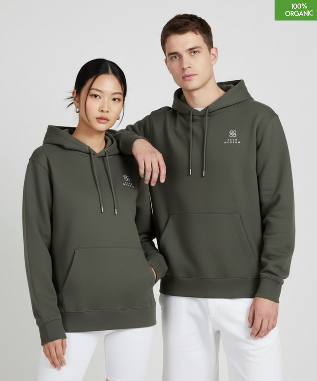 Organic Cotton Hoodie | Khaki | Relaxed Medium Fit.