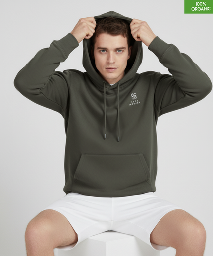 Organic Cotton Hoodie | Khaki | Relaxed Medium Fit.