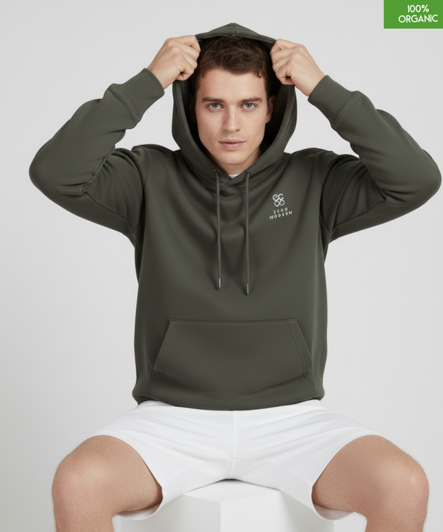 Organic Cotton Hoodie | Khaki | Relaxed Medium Fit.