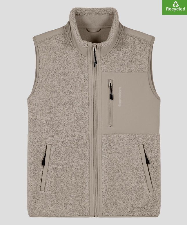 The sleeveless sherpa jacket, Medium Fit, Colour: Desert Dust 450gsm