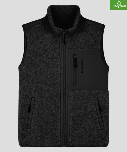 The sleeveless sherpa jacket, Medium Fit, Black Colour, 450gsm.